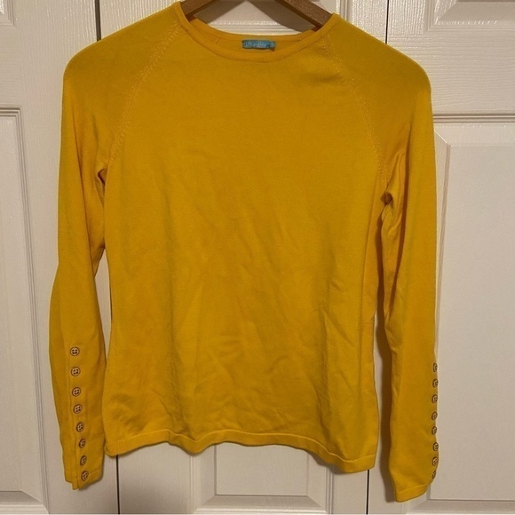 J. Mclaughlin Jamey Knit Lightweight Long Sleeve Sweater Yellow Buttons Small - Picture 3 of 10